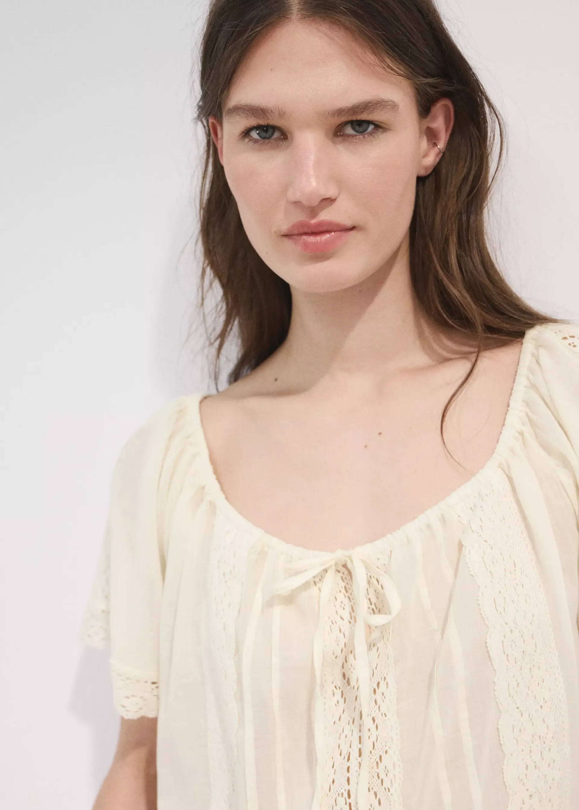 Cotton Lace Blouse - Women | Mango United Kingdom