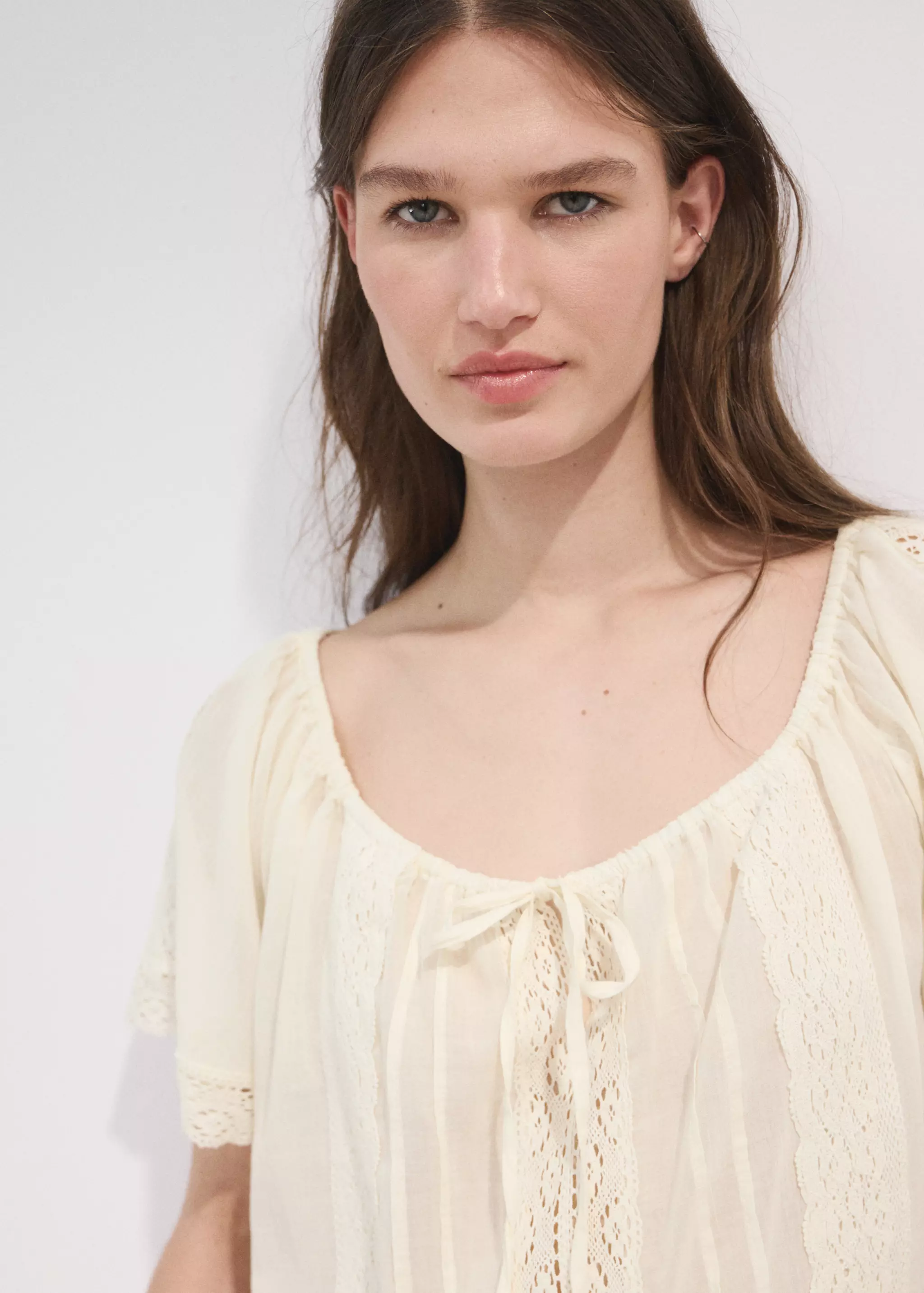 Cotton Lace Blouse - Women | Mango United Kingdom