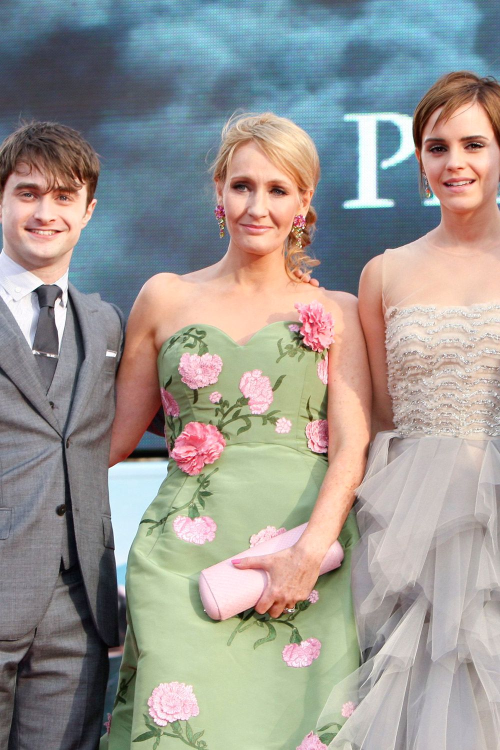 JK Rowling, Daniel Radcliffe and Emma Watson