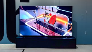 The Hisense U65QF at a press event in NYC.