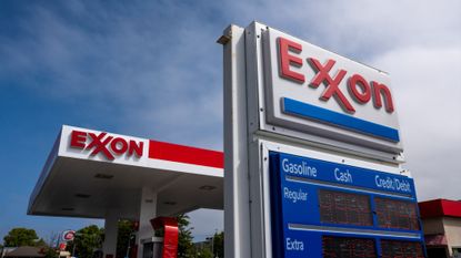 An Exxon gas station is seen in Albany, California. 