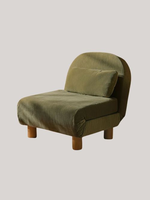 Relaxed Chenille Olive Green Palma Single Sofa Bed