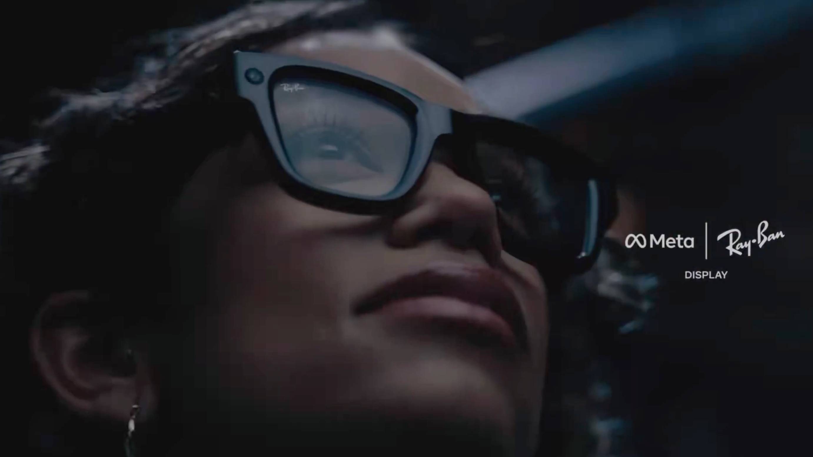 Leaked Ray-Ban Meta Display in promo ad being worn by person