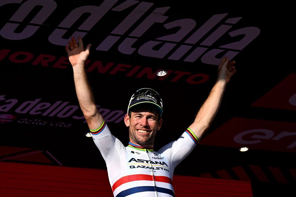 ROME ITALY MAY 28 Mark Cavendish of The United Kingdom and Astana Qazaqstan Team celebrates at podium as stage winner during the 106th Giro dItalia 2023 Stage 21 a 126km stage from Rome to Rome UCIWT on May 28 2023 in Rome Italy Photo by Stuart FranklinGetty Images