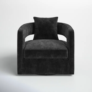 Black velvet accent chair.
