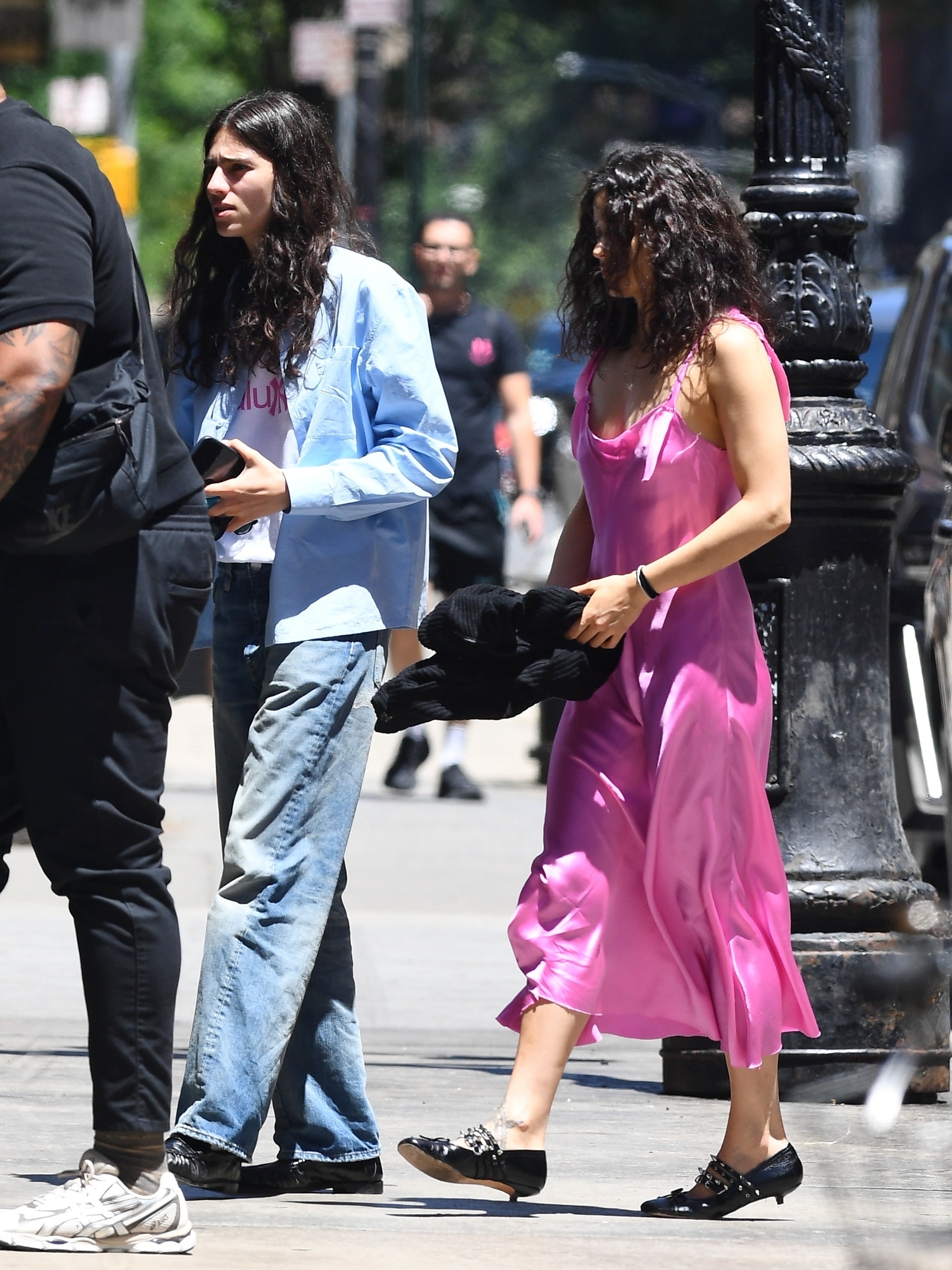 Rosalia in hot pink silk dress