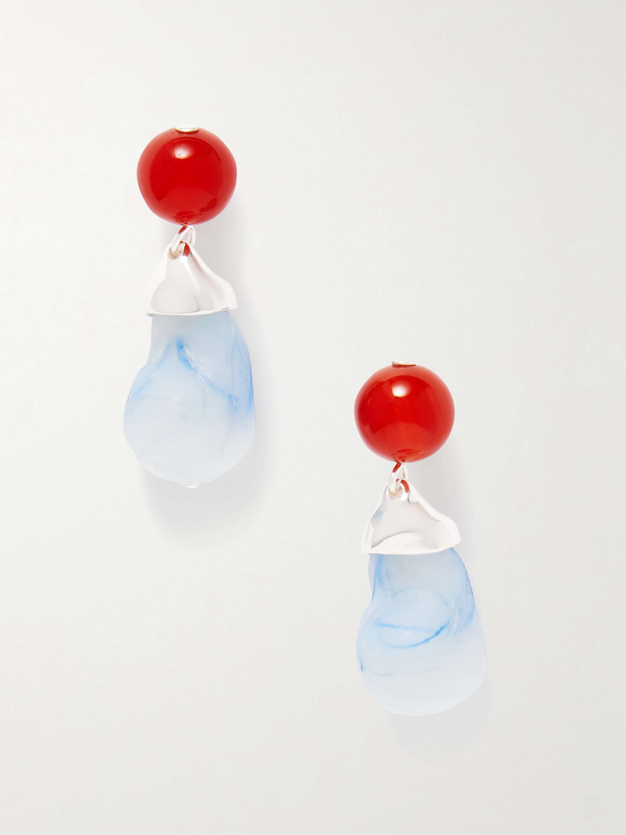 Recycled Silver, Resin and Agate Earrings