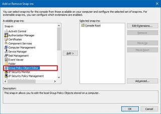Group Policy Object Editor snap-in