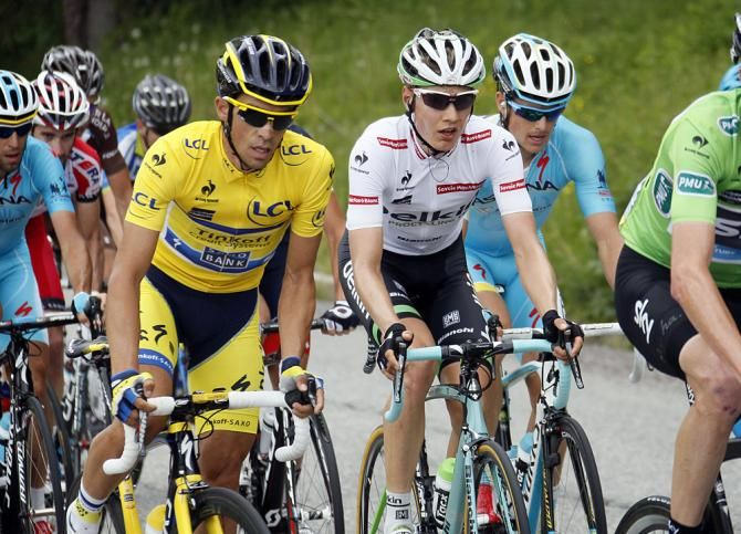 Alberto Contador (Tinkoff Saxo) and Wilco Kelderman (Belkin)