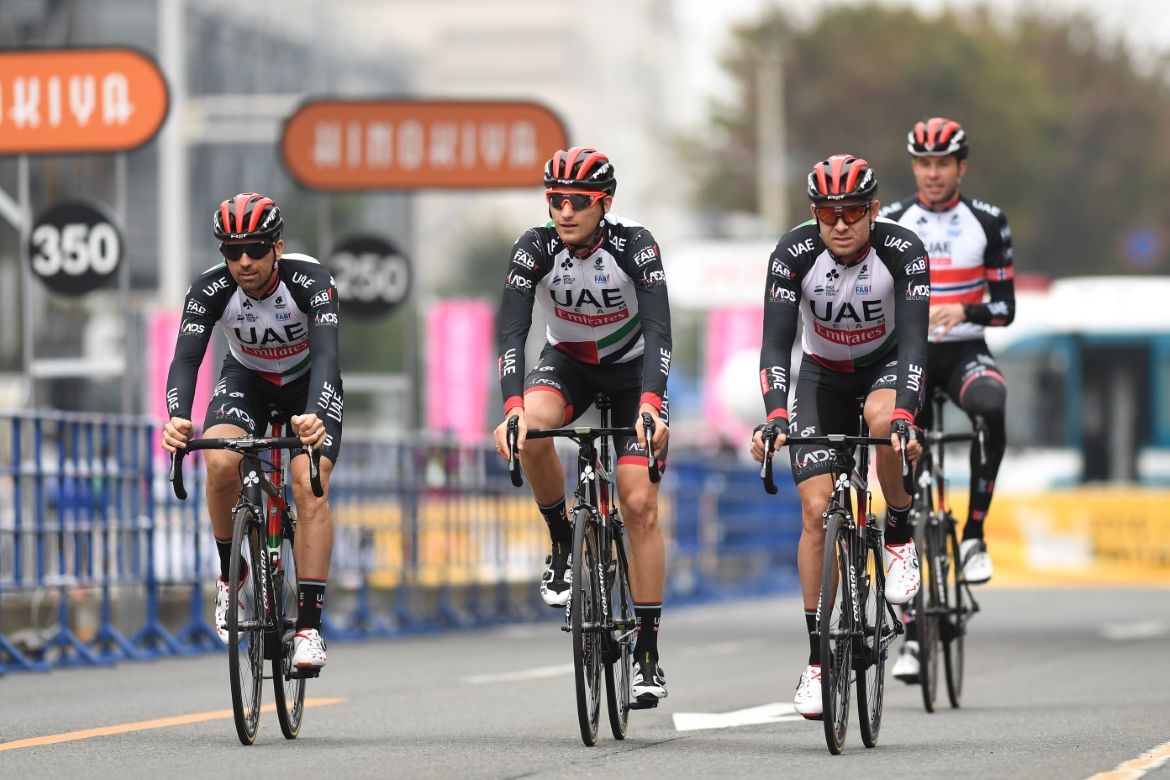 Alexander Kristoff with his UAE teammates