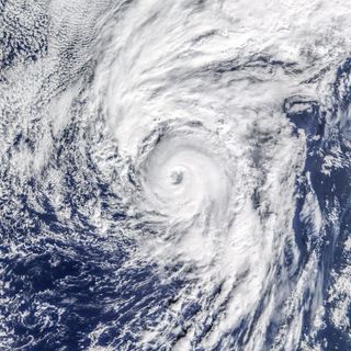 One of two hurricanes so far this season, Hurricane Alex whirls near the Azores islands at 11 a.m. local time (13:00 Universal Time) on Jan. 14, 2016.