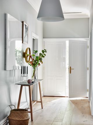 hallway with grey scheme by norsu interiors