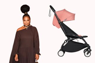 A collage of Janet Jackson and a Babyzen YOYO