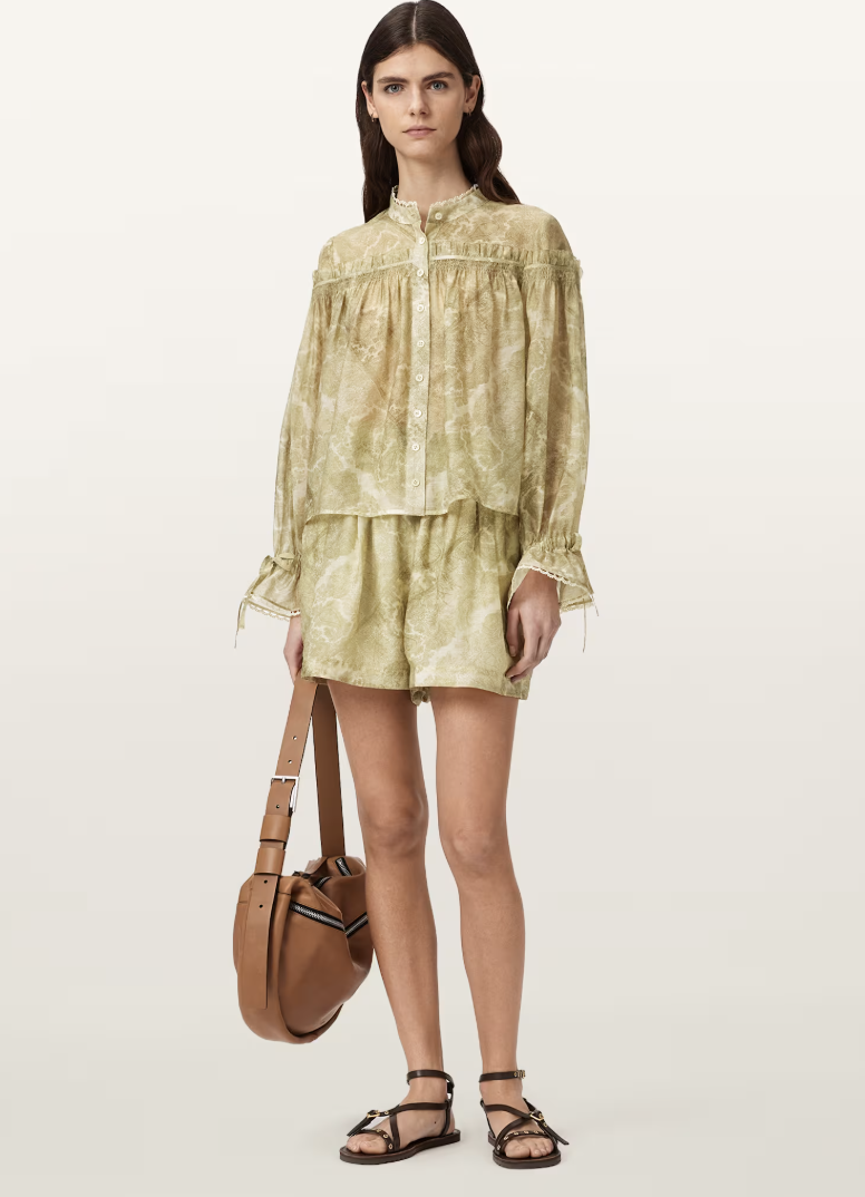 Allsaints, Delphine Relaxed Fit Gathered Shirt
