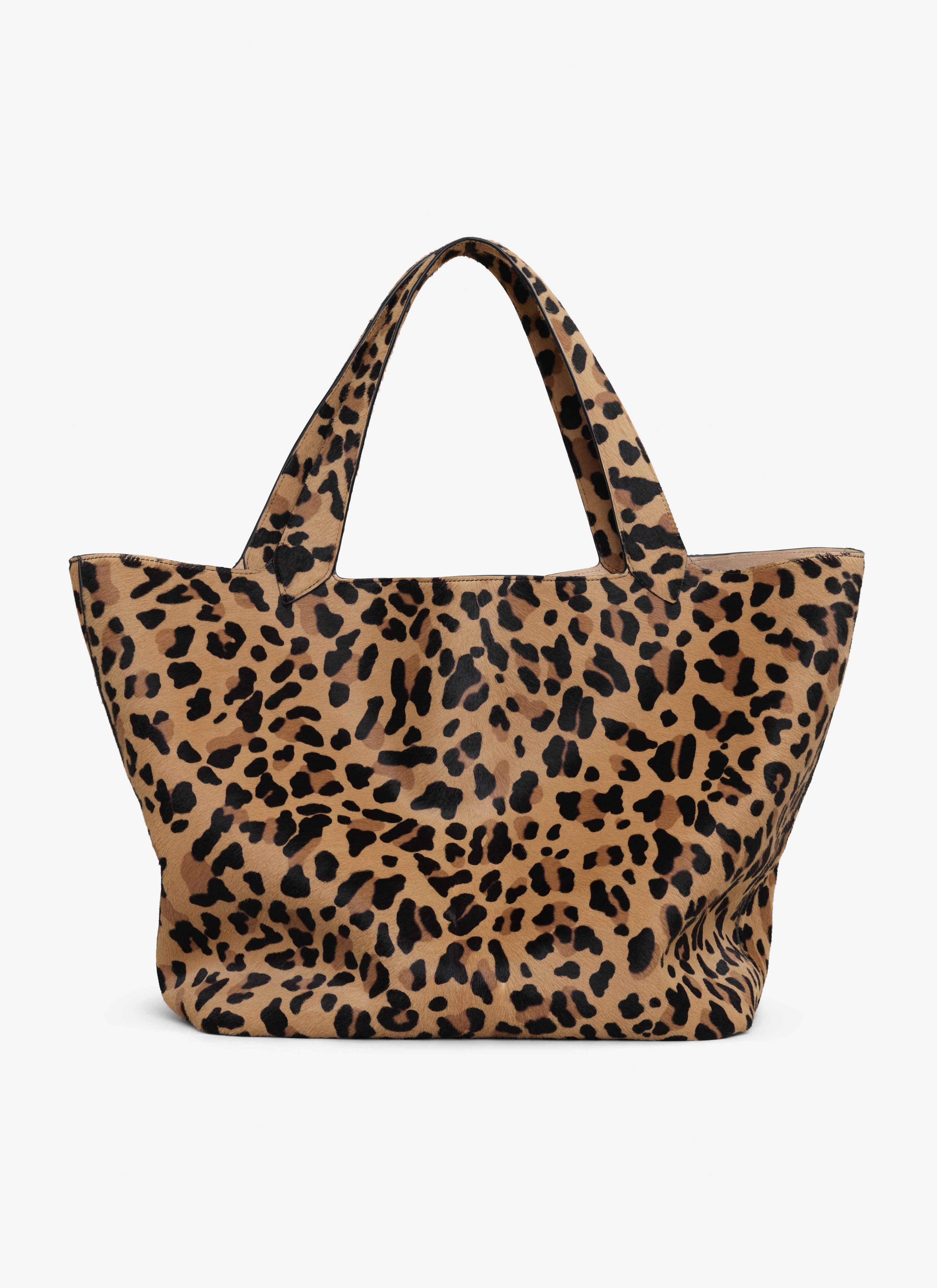Brown Le Cabas Bag in Leopard Haircalf