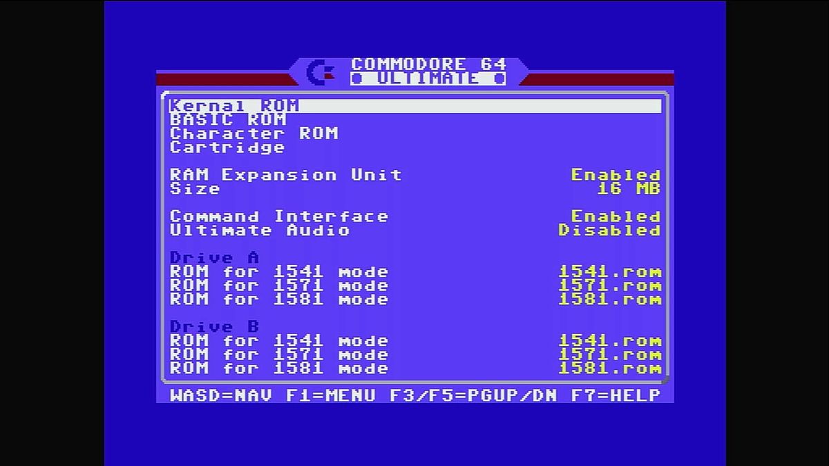 Commodore 64 Ultimate menu