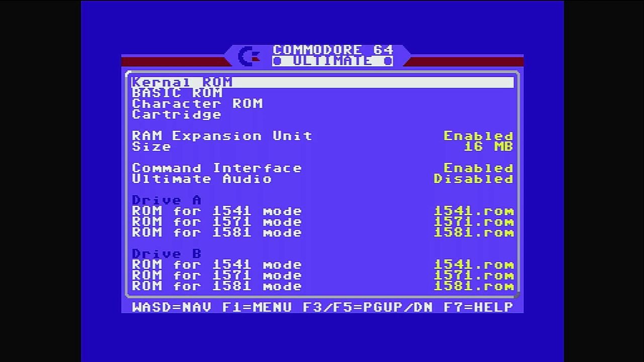 Commodore 64 Ultimate menu