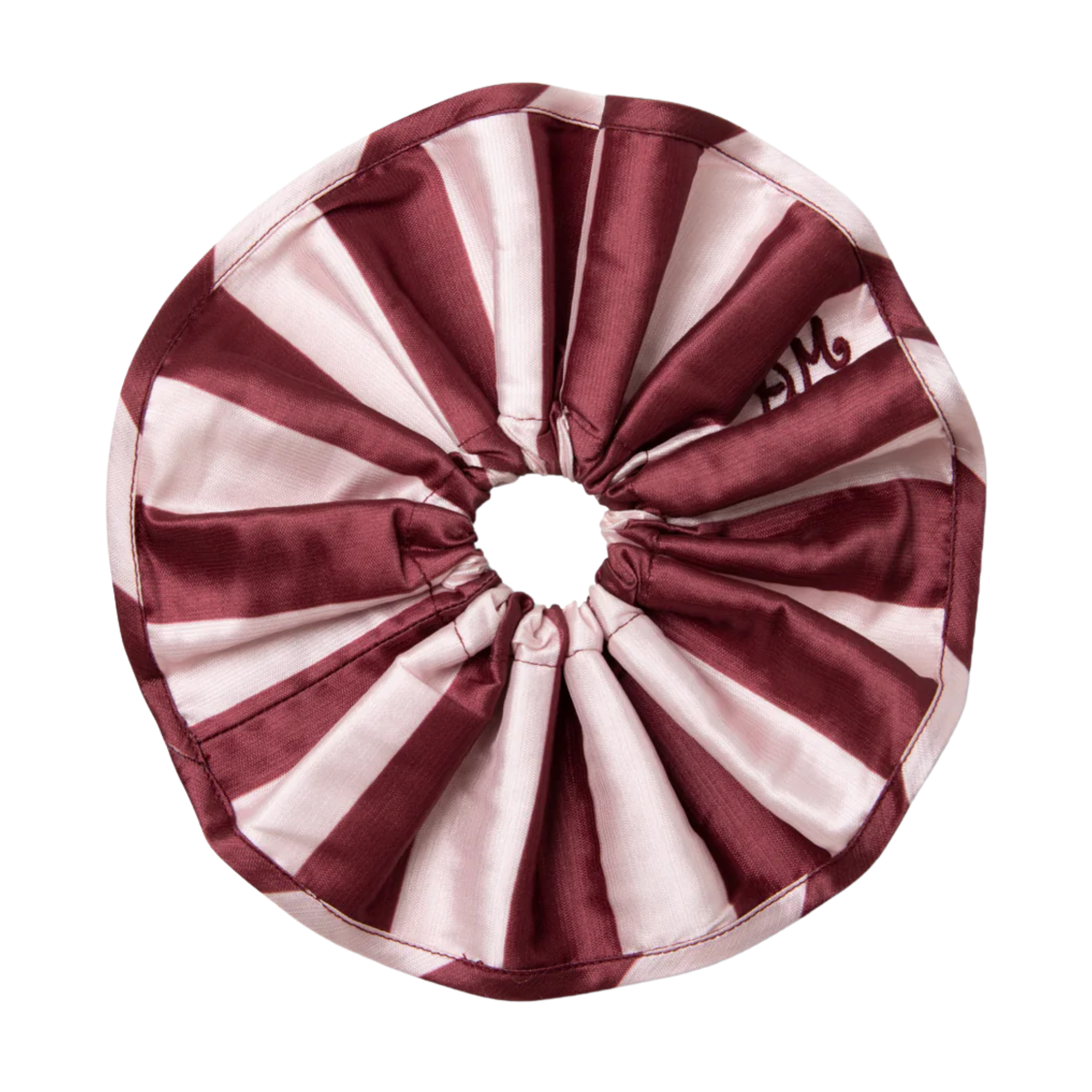 pink and red striped scrunchie