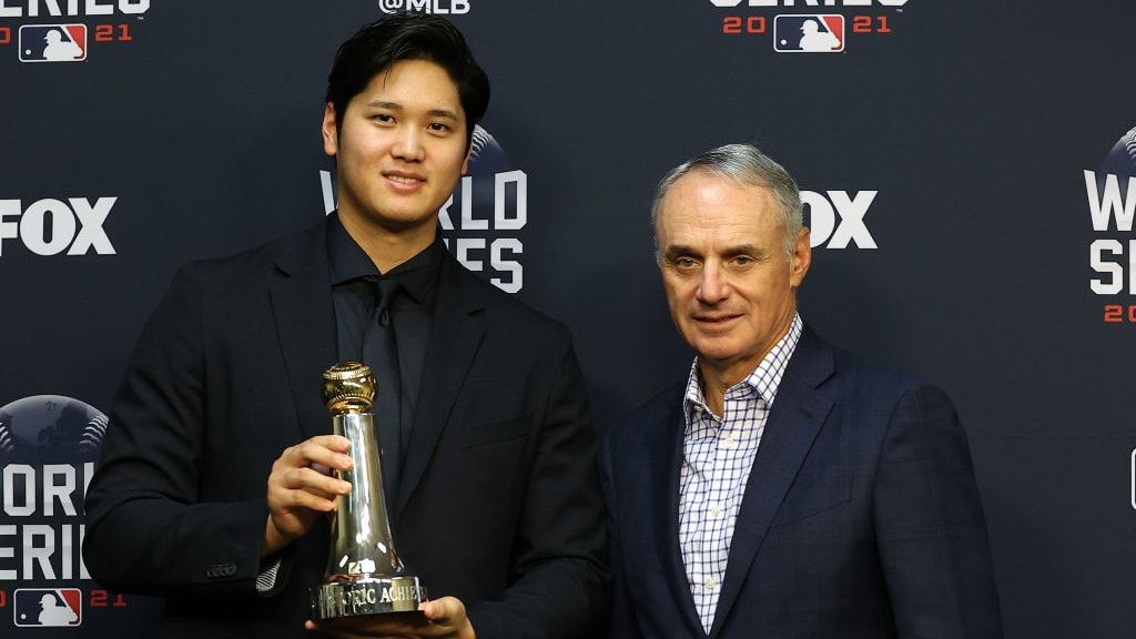 Shohei Ohtani and Rob Manfred.