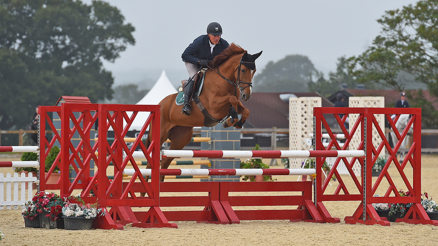 Keith Doyle and Renkum Oriana on their way to winning the The Coldstream Five-Year-Old Final at the NEXGEN championships.
