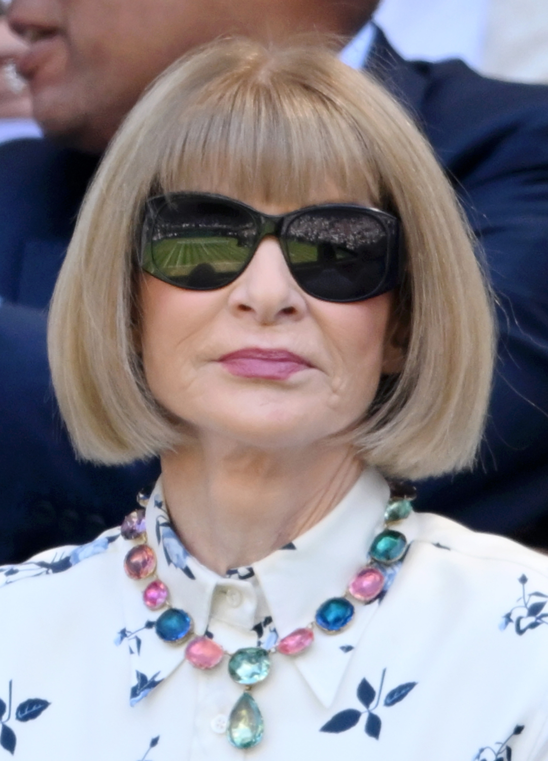 Anna Wintour attends day twelve of the Wimbledon Tennis Championships at the All England Lawn Tennis and Croquet Club at All England Lawn Tennis and Croquet Club on July 11, 2025 in London, England