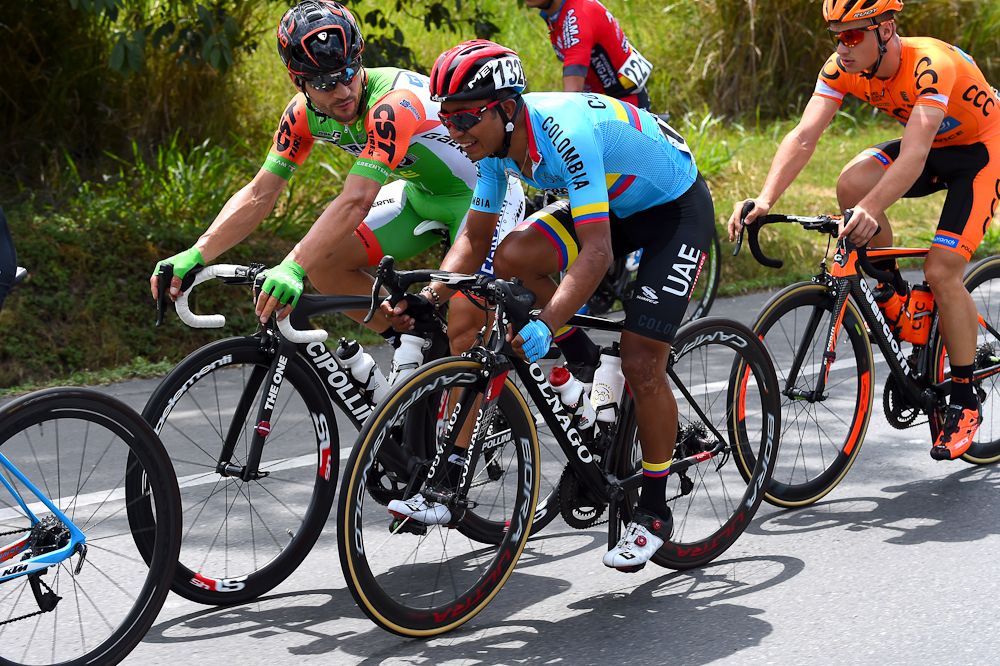 Darwin Atapuma (UAE Team Emirates) and Andrea Guardini (Bardiani - CSF)