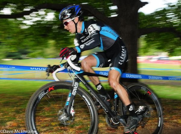 Allen Krughoff (Raleigh Clement) chasing the leaders through the woods