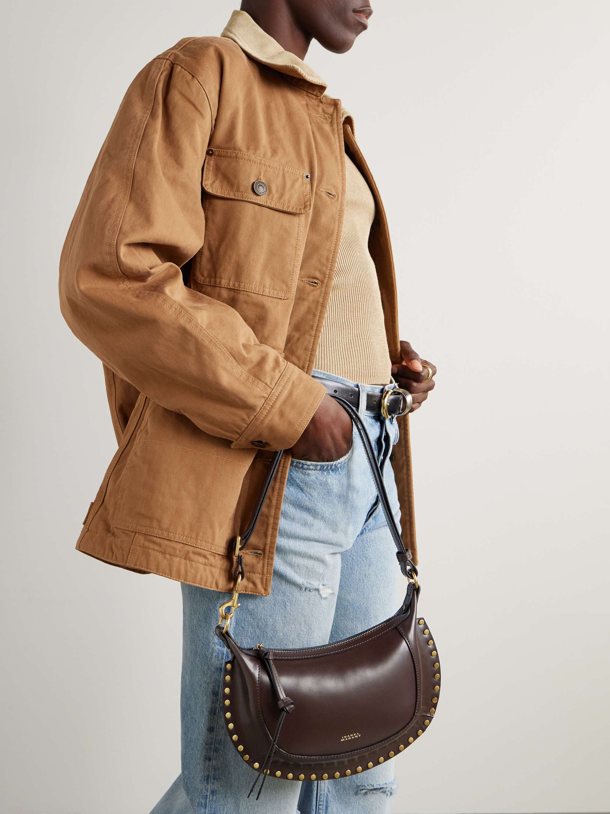 Oskan Moon Studded Leather Shoulder Bag