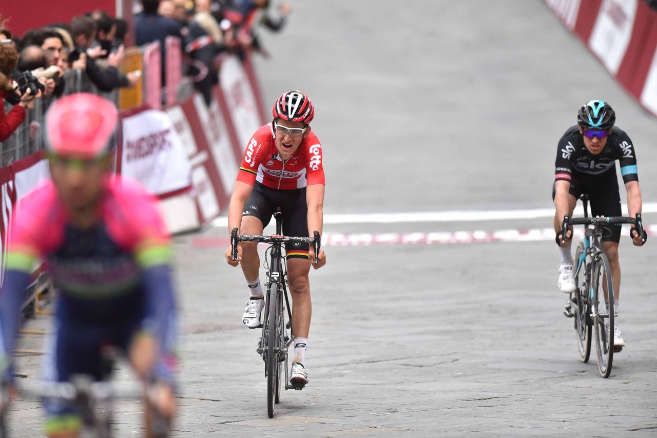 Tiesj Benoot crosses the line