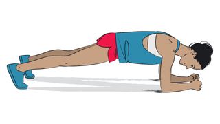 Stock image of person performing an RKC plank in forearm plank position