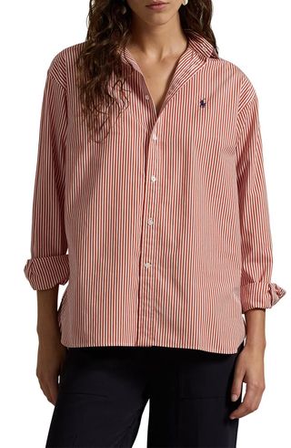 Stripe Relaxed Fit Cotton Button-Up Shirt