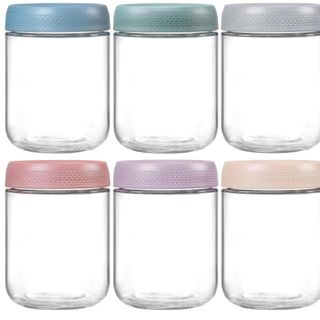 Amazon Netany 6 pack glass containers with pastel colored lids