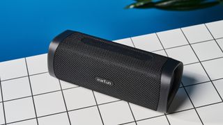 A black EarFun UBoom L wireless Bluetooth speaker