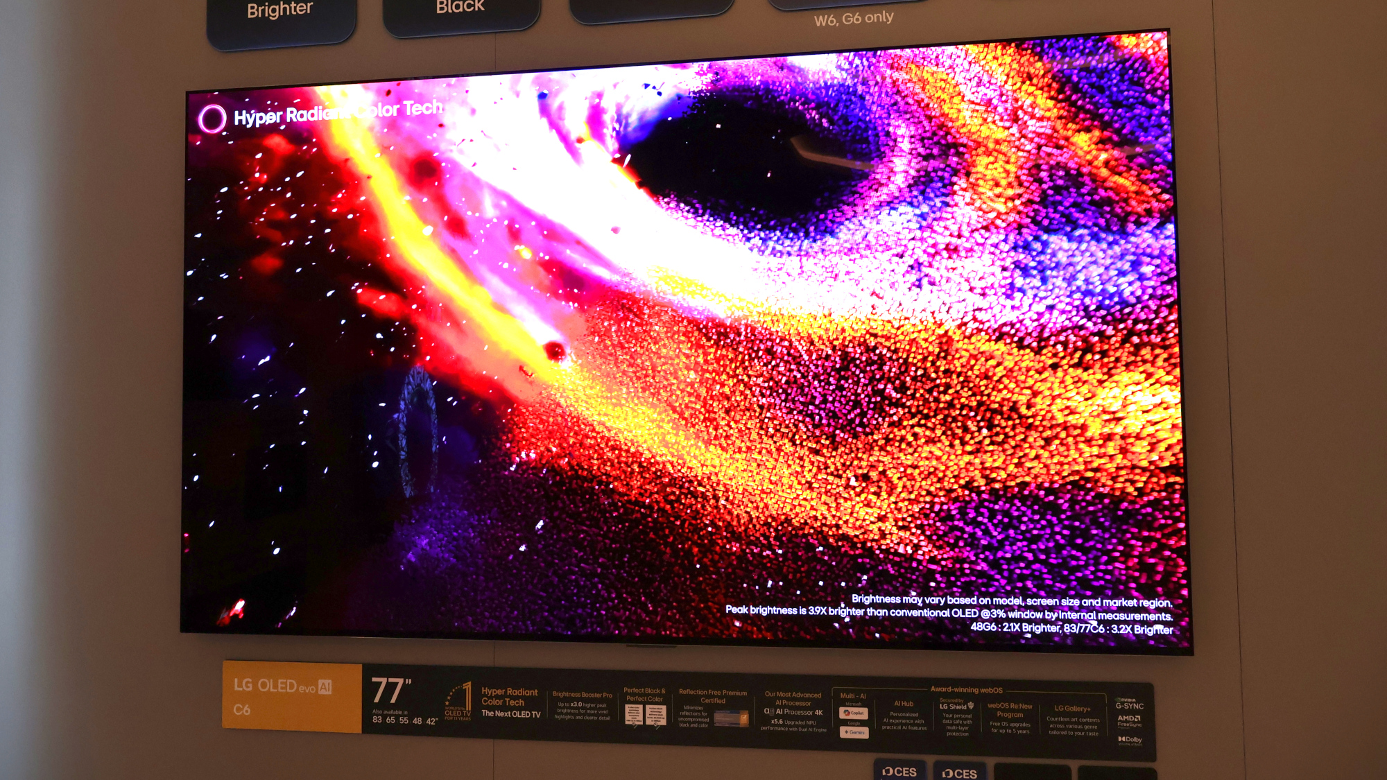 The LG C6 OLED on a wall at LG's demo suite at CES 2026.