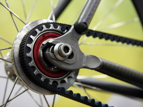 The available slotted dropout on the rear end of the Independent Fabrications Cross Jester carbon 'cross bike can be separated for belt drive use.
