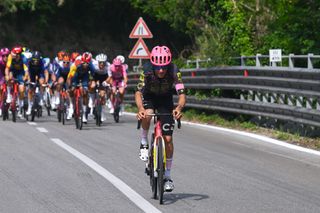 FRANCAVILLA AL MARE ITALY MAY 15 Andrea Piccolo of Italy and Team EF Education EasyPost attacks during the 107th Giro dItalia 2024 Stage 11 a 207km stage from Foiano di val Fortore to Francavilla al mare UCIWT on May 15 2024 in Francavilla al mare Italy Photo by Dario BelingheriGetty Images