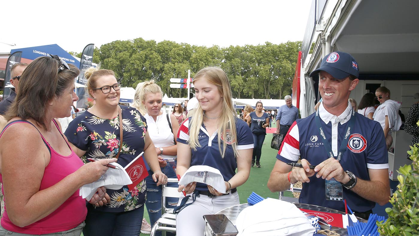 autographs session by Emily Moffit and Ben Maher of London Knights at the LGCT stand
