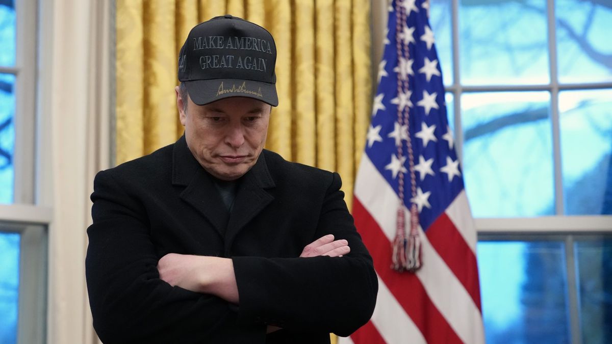 Elon Musk joins U.S. President Donald Trump during an executive order signing in the Oval Office at the White House on February 11, 2025 in Washington, DC. 