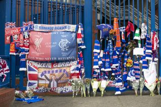 Floral tributes have been left at Ibrox