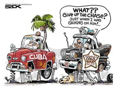 Obama cartoon U.S. Cuba relations