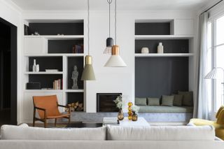 minimal living room with bespoke nook