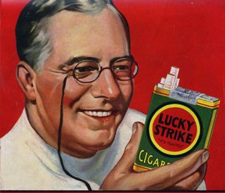 Unidentified Model in advertisement for Lucky Strike cigarettes