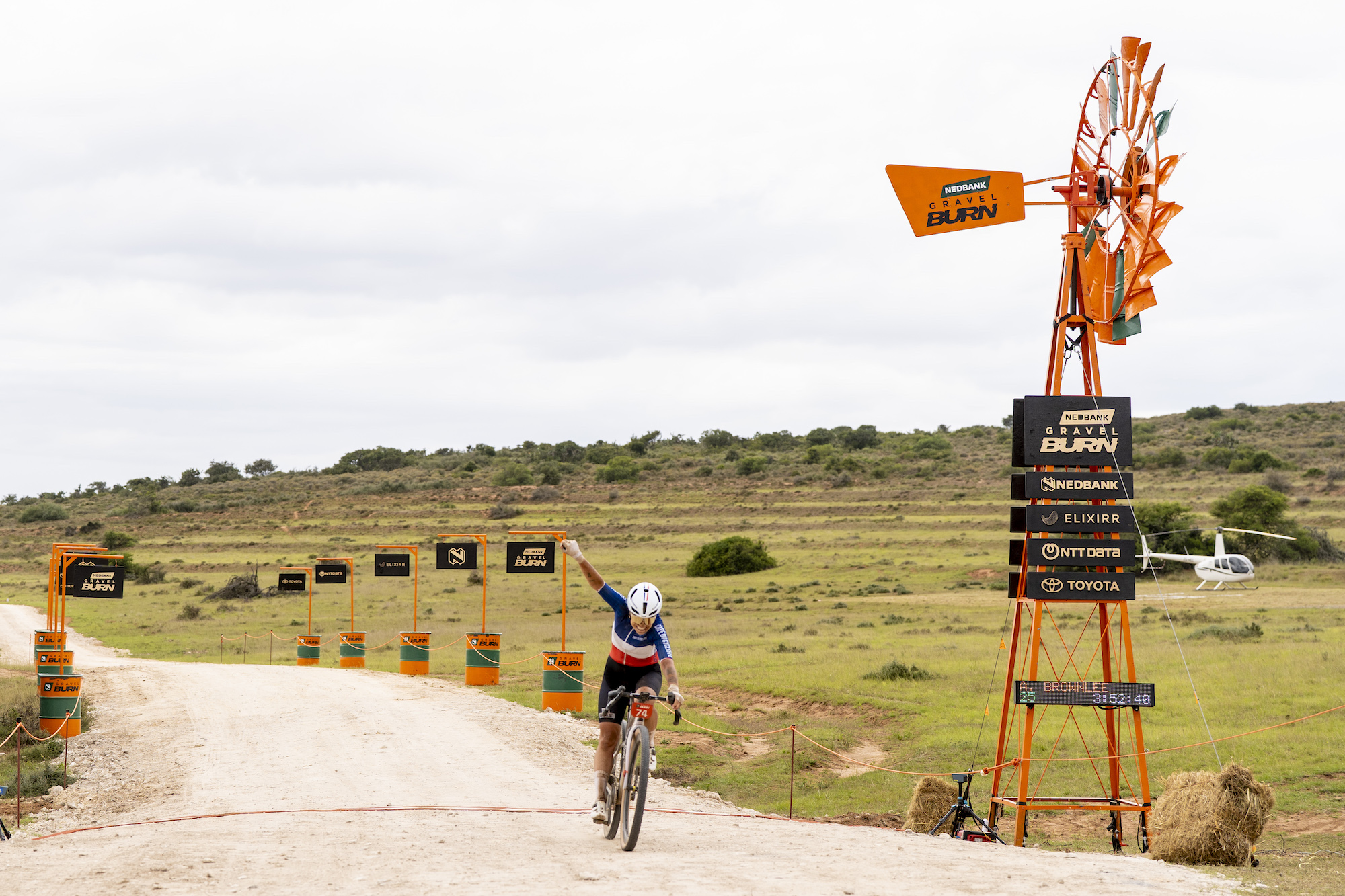 axelle dubau prevot Stage 7: Finish line during stage 7 of Nedbank Gravel Burn stage race from Gwanishi to Shamwari Private Game Reserve, Eastern Cape, South Africa on 1 November 2025. Photo by Bruce Viaene/Gravel Burn