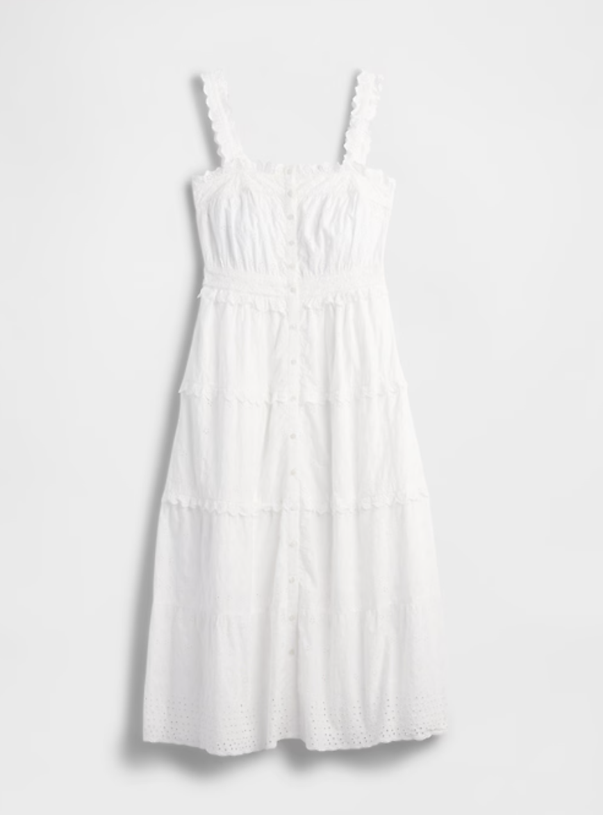 a gap x doen eyelet maxi dress