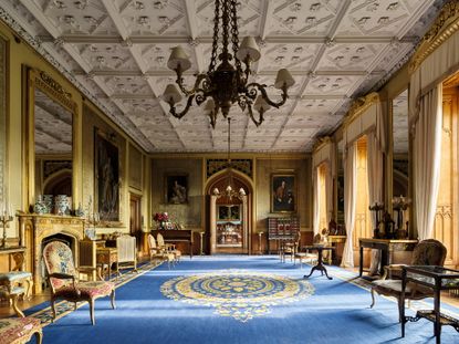 Fig 5: The drawing room was decorated in French taste, with Parisian furniture. The silk on the walls has faded from a brilliant blue. Scone Palace, Perthshire. Photographed by Paul Highnam for Country Life. &copy;Country Life