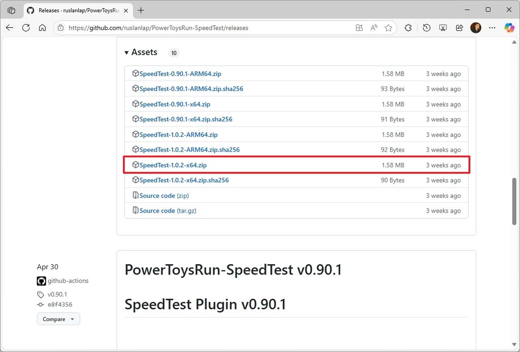 PowerToys speed test download