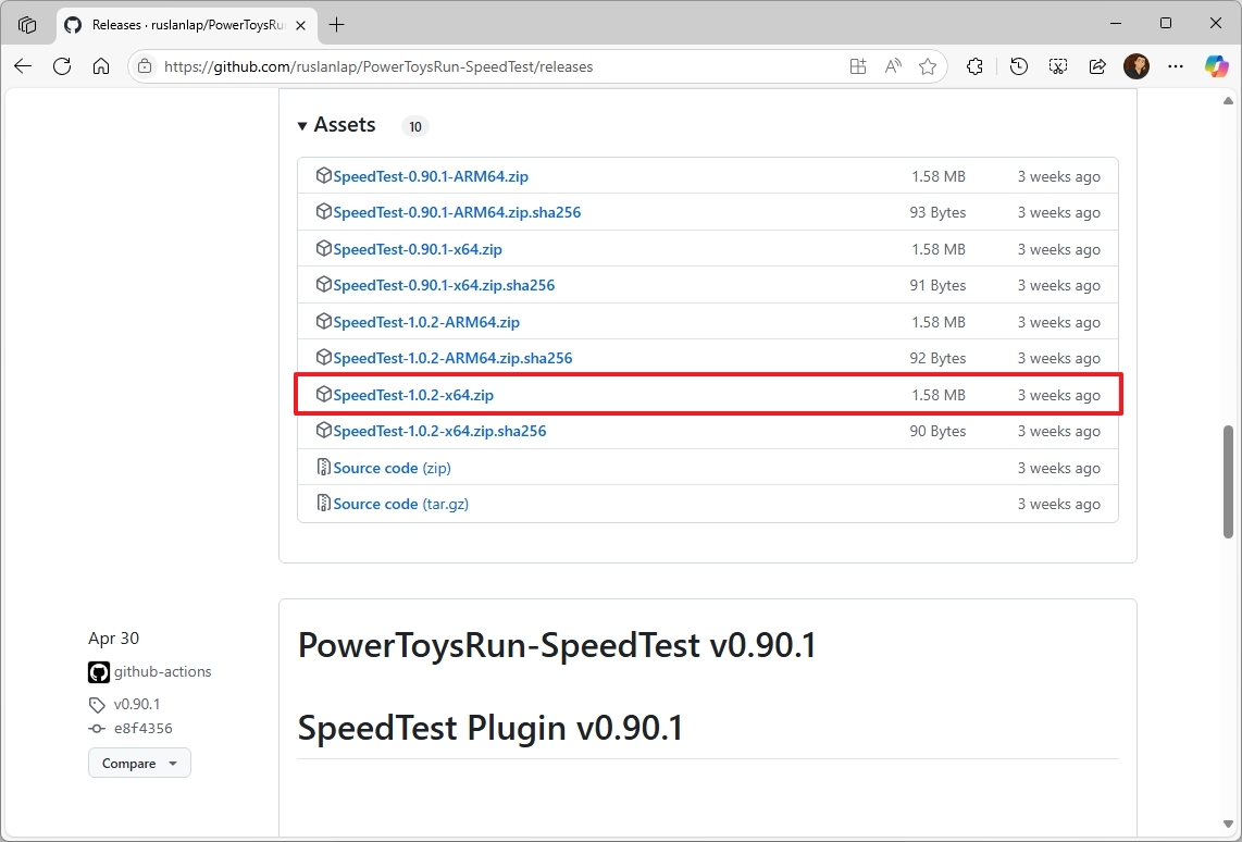 PowerToys speed test download
