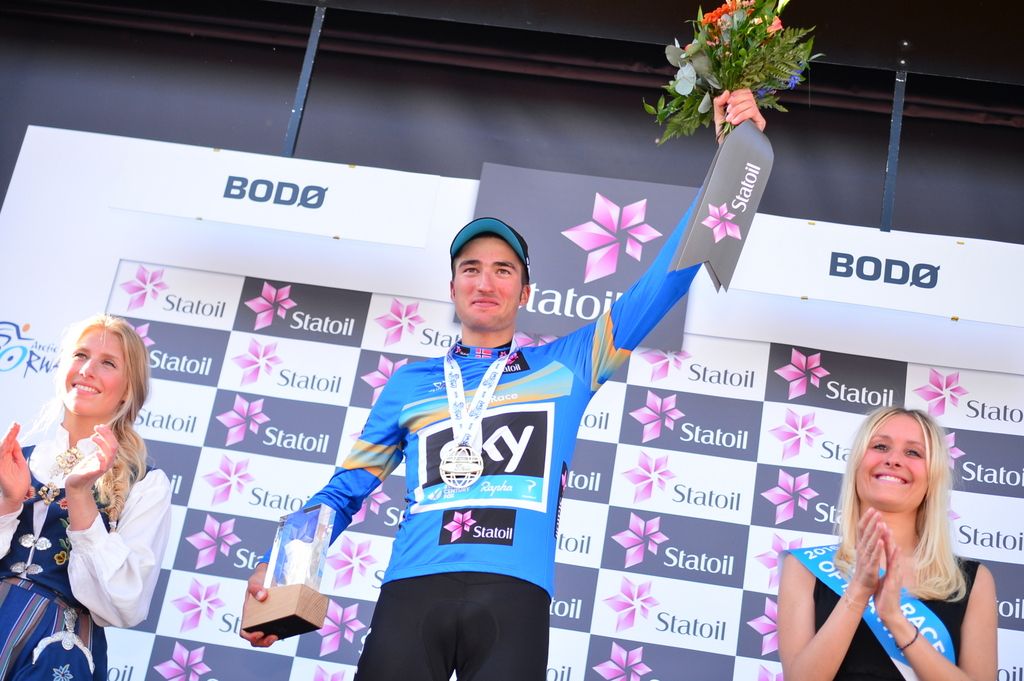 Race winner Gianni Moscon (Team Sky) on the podium
