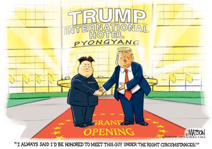 Political Cartoon U.S. Trump Kim Jong Un Trump Hotel North Korea Foreign Policy