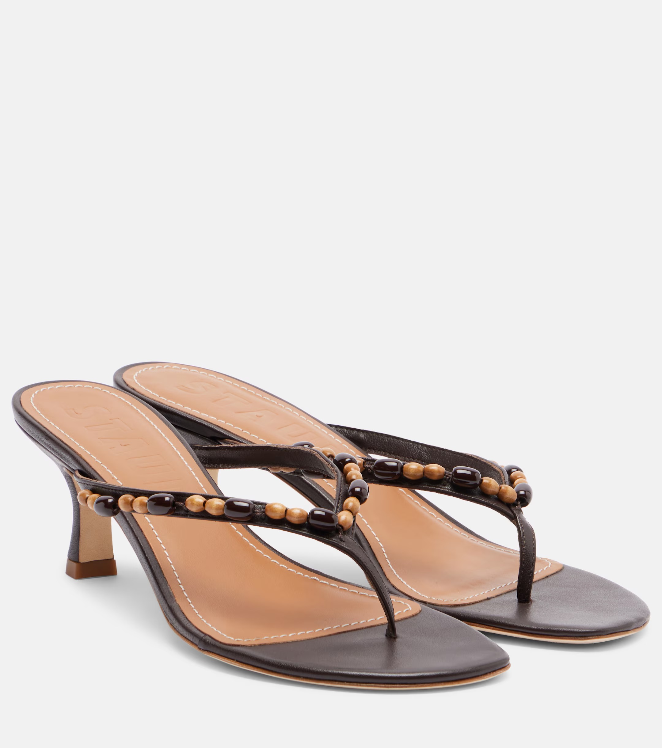Staud, Freja beaded leather thong sandals